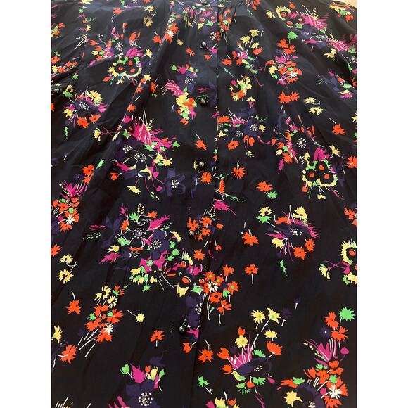 VERONICA BEARD Payton Silk Floral Button Up Blouse Size 0 Black Cottage - Picture 5 of 8